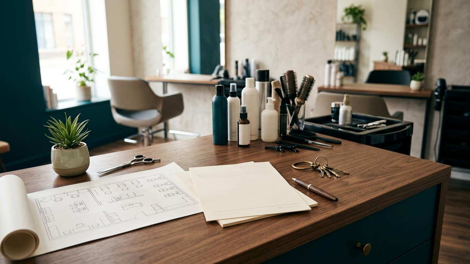 Hair salon planning scene for SBA Loans for Hair Salons: Uses and Requirements